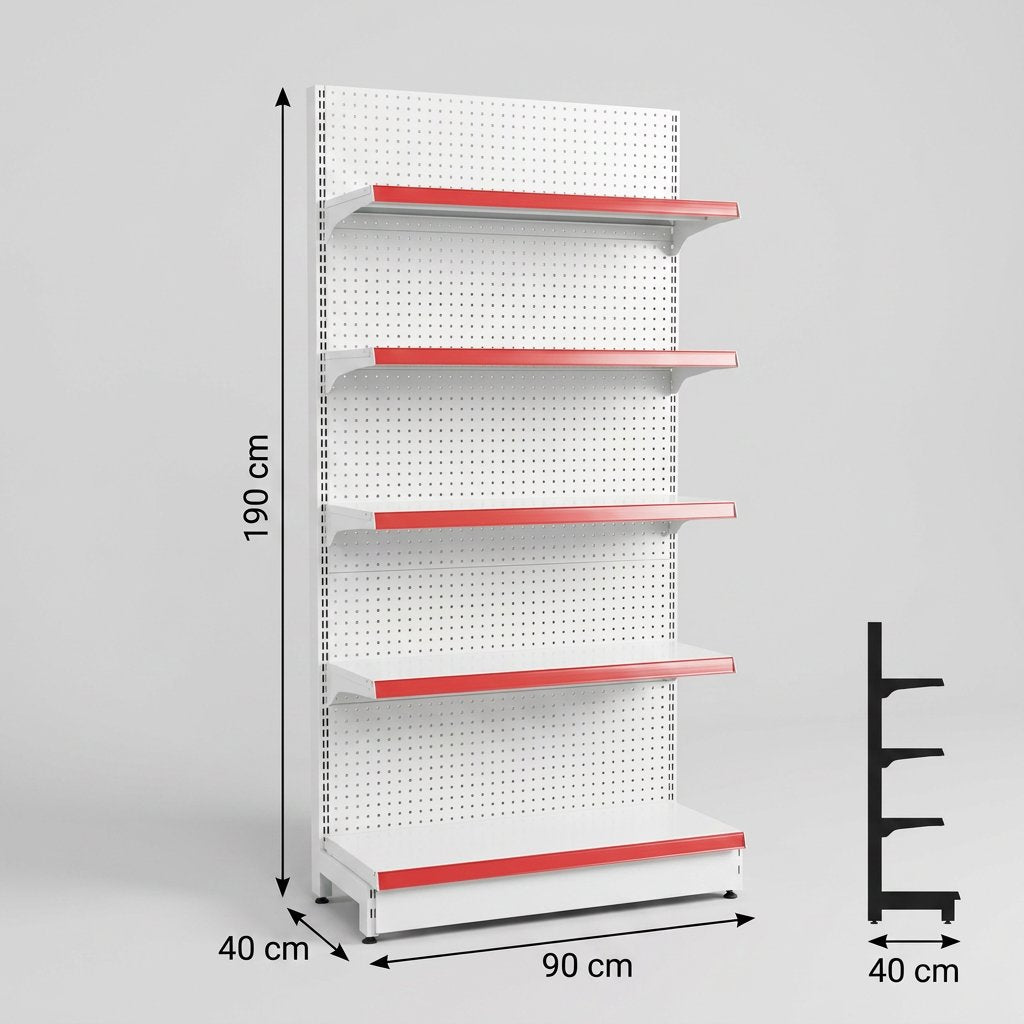 Retail Display Stand 5 Layer Shop Shelving Unit with Pegboard Back 90x40x190cm - BAS Kuwait Shop Display & Shelving BAS 