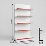Retail Display Stand 5 Layer Shop Shelving Unit with Pegboard Back 90x40x190cm - BAS Kuwait Shop Display & Shelving BAS 