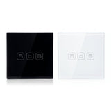 Roller shutter smart curtain switch in black and white glass panel - Bab Al Saif Kuwait