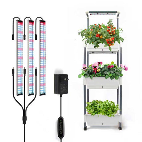 Self-Watering 3-Layer Indoor Gardening Rack with LED Grow Lights | Indoor Plants Growing System - BAS Kuwait Bab Al Saif 