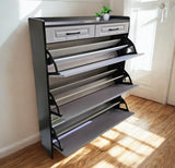 Shoe Cabinet Storage | Shoe Organizer - BAS Kuwait Bab Al Saif Grey 90 X 24 X 120Cm With Fitting