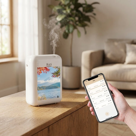 Smart Aroma Diffuser 150ml App Controlled | 50m² Coverage - BAS Kuwait Bab Al Saif 