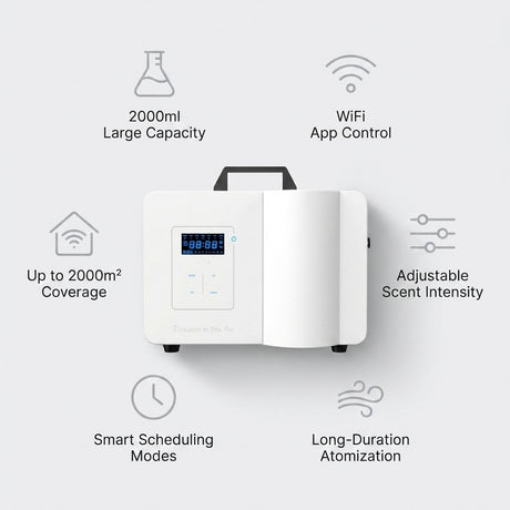 Smart Aroma Diffuser 2000ml WiFi App Control – 2000m² Coverage - BAS Kuwait Bab Al Saif 