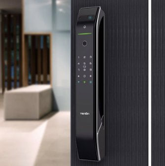 Smart Lock A7x - Keyless Entry - Face recognition, Fingerprint, Pass code, key card, Mobile App (Bluetooth) - BAS Kuwait Bab Al Saif Standard Without Fitting 