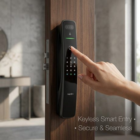 Smart Lock A9pro - Keyless Entry - Face & Palm Recognition, Fingerprint, Pass code, key card, Mobile App (Wifi), Video Intercom System - BAS Kuwait Bab Al Saif 