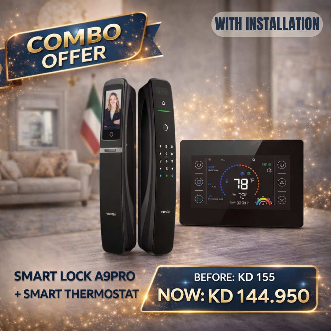 Smart Lock A9PRO + Smart WiFi Thermostat Combo – BAS Kuwait Bab Al Saif Smart Lock A9PRO + Smart Thermostat [With Installation] 