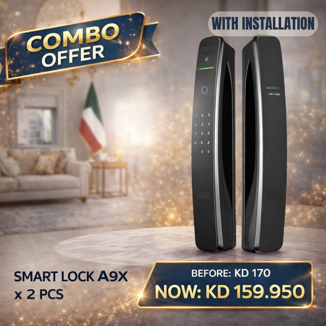 Smart Lock A9X Combo (2 PCS) | Keyless Door Lock with App Control – BAS Kuwait Bab Al Saif Smart Lock A9X x 2PC [With Installation] 