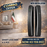 Smart Lock A9X Combo (2 PCS) | Keyless Door Lock with App Control – BAS Kuwait Bab Al Saif Smart Lock A9X x 2PC [With Installation] 