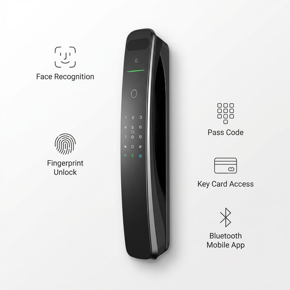 Smart Lock A9x - Keyless Entry - Face recognition, Fingerprint, Pass code, key card, Mobile App (Bluetooth) - BAS Kuwait Bab Al Saif 