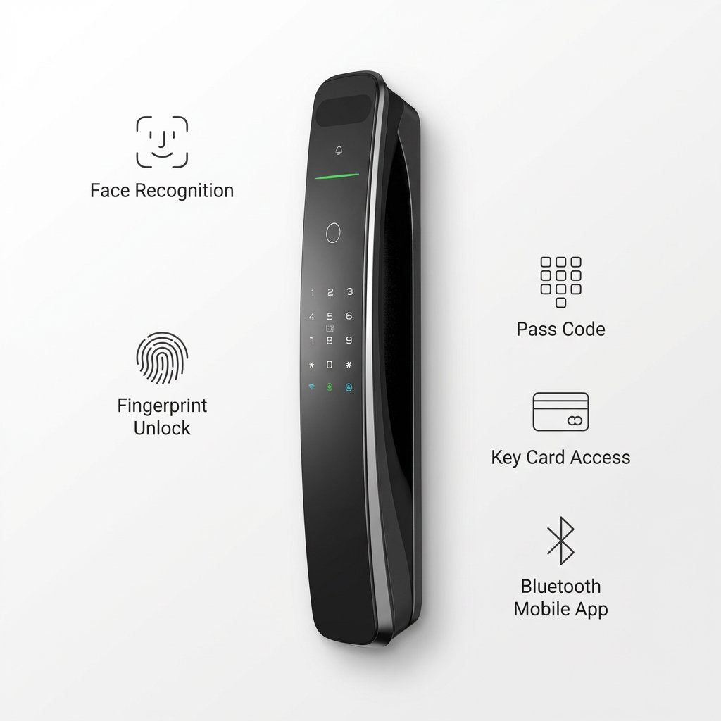 Smart Lock A9x - Keyless Entry - Face recognition, Fingerprint, Pass code, key card, Mobile App (Bluetooth) - BAS Kuwait Bab Al Saif 