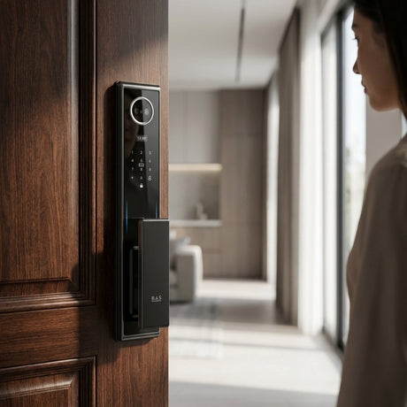 Smart Lock F11 - Keyless Entry - Face Recognition , Fingerprint, Pass code, key card, Mobile App Rechargeable Battery - BAS Kuwait Bab Al Saif 