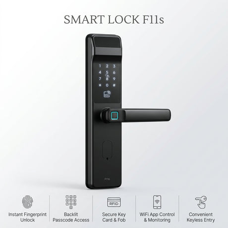 Smart Lock F11s - Keyless Entry - Fingerprint, Pass code, key card, Mobile App (Wifi ) - BAS Kuwait Bab Al Saif 