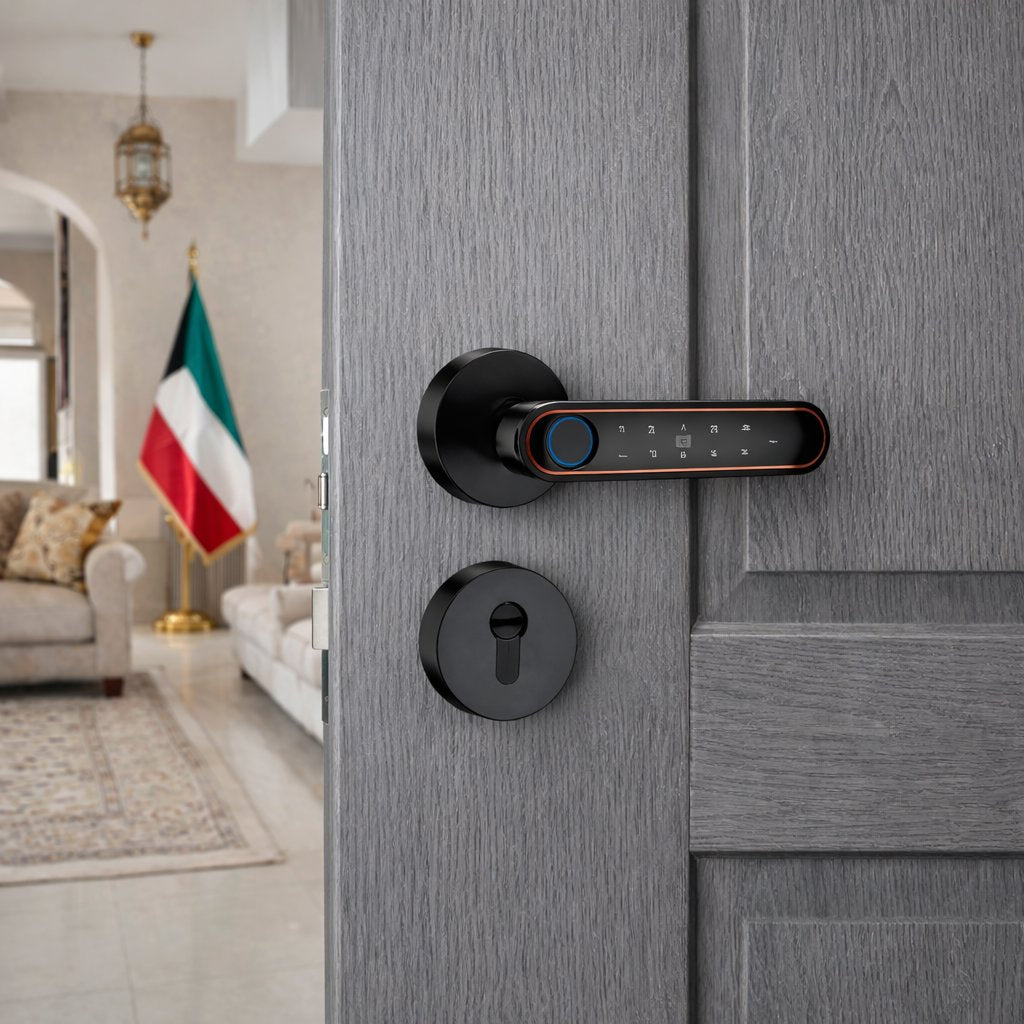 Smart Lock f22 - Keyless Entry - Fingerprint, Pass code, key card, Mobile App - BAS Kuwait Bab Al Saif 