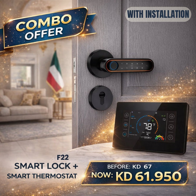 Smart Lock F22 + Smart WiFi Thermostat Combo – BAS Kuwait Bab Al Saif Smart Lock F22 + Smart thermostat 