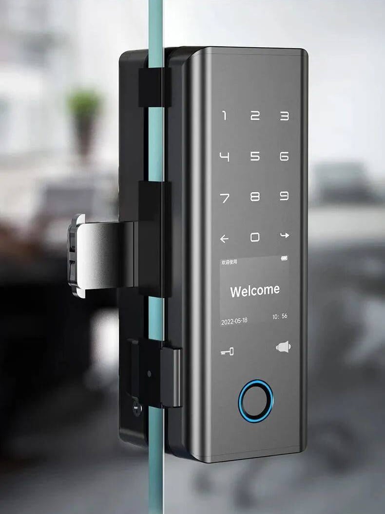 Smart Lock G22 For Glass Door - Keyless Entry - Fingerprint, Pass code, key card, Mobile App (Wifi) - BAS Kuwait Bab Al Saif 