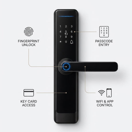 Smart Lock H03 - Keyless Entry - Fingerprint, Pass code, key card, Mobile App (Wifi ) - BAS Kuwait Bab Al Saif 
