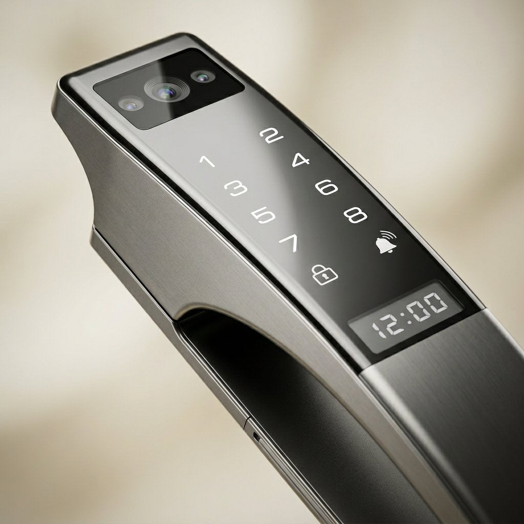 Smart Lock J03 - Keyless Entry - Face id, Fingerprint, Pass code, key card, Mobile App (Wifi & Bluetooth) Rechargeable Battery - BAS Kuwait Bab Al Saif 