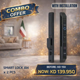 Smart Lock J04 Combo (2 PCS) | Keyless Entry – BAS Kuwait Bab Al Saif Smart Lock J04 x 2 PC [With Installation] 
