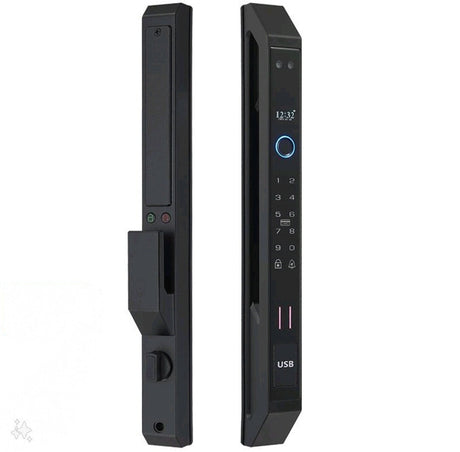 Smart Lock J04 - Keyless Entry - Face Recognition, Fingerprint, Pass code, key card, Mobile App (Wifi) Rechargeable Battery - BAS Kuwait Bab Al Saif Standard Without Fitting 