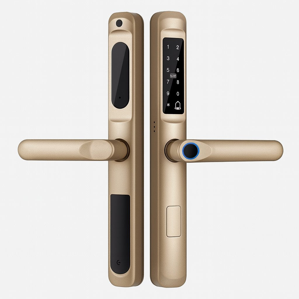 Smart Lock K9 - Keyless Entry - Fingerprint, Pass code, key card, Mobile App (Wifi) - BAS Kuwait Bab Al Saif Gold Without Fitting 