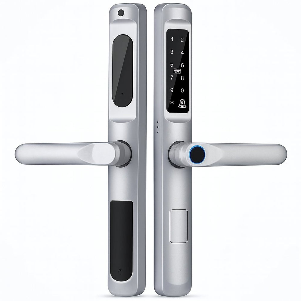 Smart Lock K9 - Keyless Entry - Fingerprint, Pass code, key card, Mobile App (Wifi) - BAS Kuwait Bab Al Saif Silver Without Fitting 