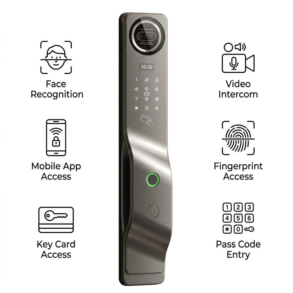 Smart Lock M7 - Keyless Entry - Face Recognition, Fingerprint, Pass code, key card, Mobile App (Wifi), Video Intercom System - BAS Kuwait Bab Al Saif 