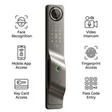 Smart Lock M7 - Keyless Entry - Face Recognition, Fingerprint, Pass code, key card, Mobile App (Wifi), Video Intercom System - BAS Kuwait Bab Al Saif 