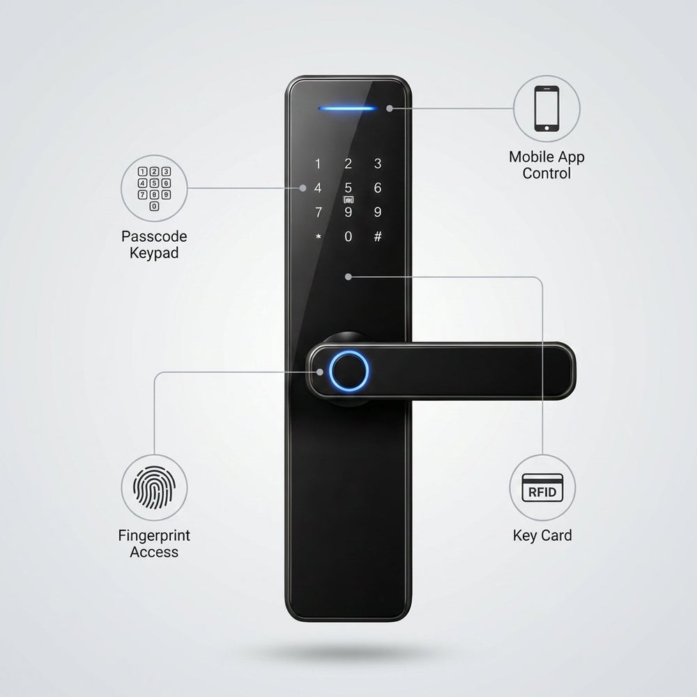 Smart Lock QL811 - Keyless Entry - Fingerprint, Pass code, key card, Mobile App - BAS Kuwait Bab Al Saif 