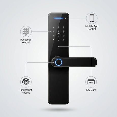 Smart Lock QL811 - Keyless Entry - Fingerprint, Pass code, key card, Mobile App - BAS Kuwait Bab Al Saif 