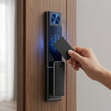 Smart Lock S09 – Dual Camera Face Recognition, Live Video Intercom, Fingerprint & Keycard | Humid And Waterproof | 6000MAH Battery - BAS Kuwait Bab Al Saif 