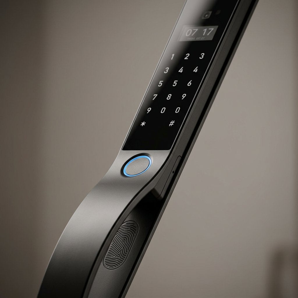 Smart Lock SL10 - Keyless Entry - Face id, Fingerprint, Pass code, key card, Mobile App (Wifi) Rechargeable Battery - BAS Kuwait Bab Al Saif 