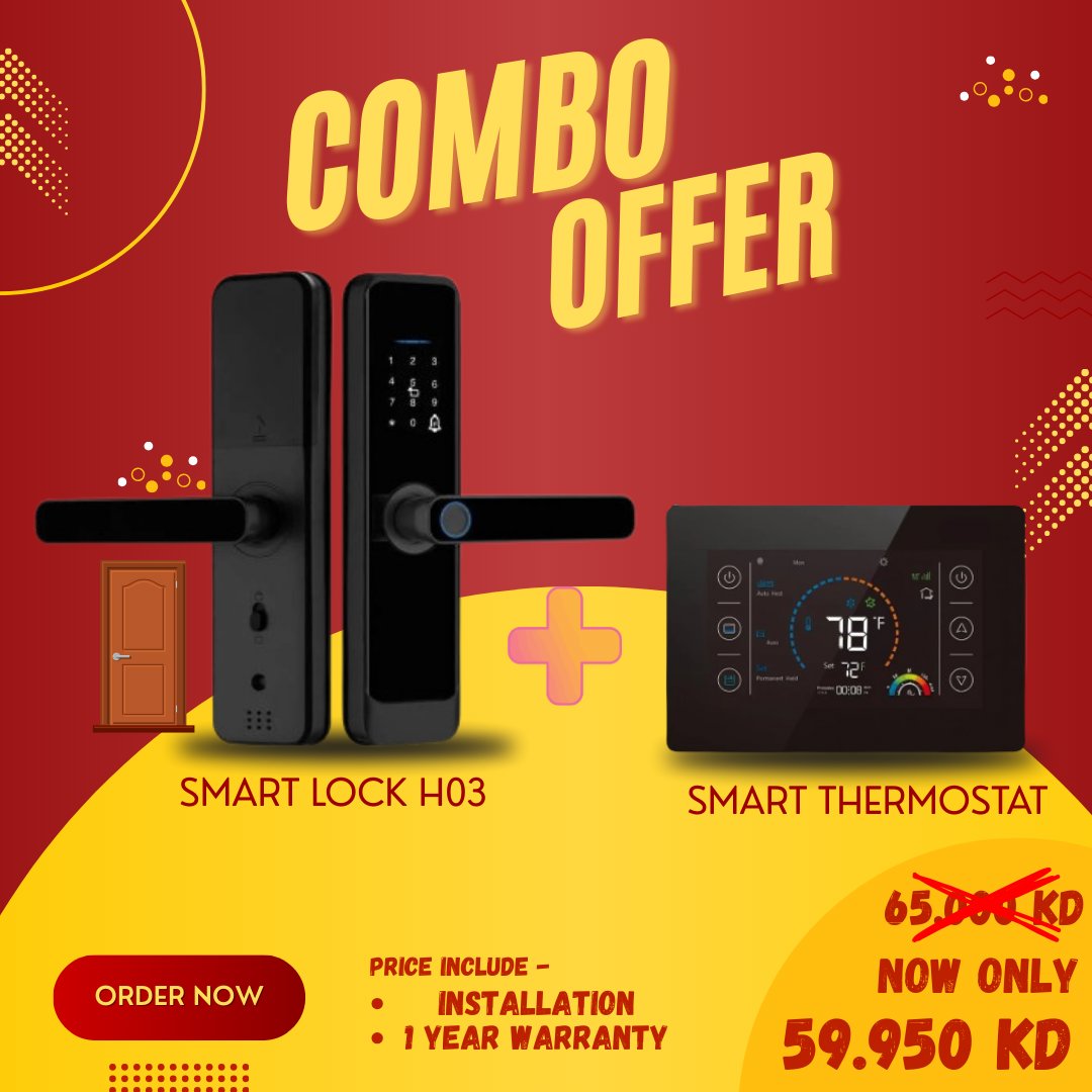 Smart Lock & Smart Thermostat Combo - BAS Kuwait Bab Al Saif Smart Lock + Thermostat With Installation 