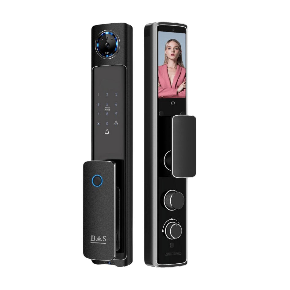 Smart Lock V9 - Keyless Entry - Face & Palm Recognition, Fingerprint, Pass code, key card, Mobile App (Wifi), Video Intercom System - BAS Kuwait Bab Al Saif 
