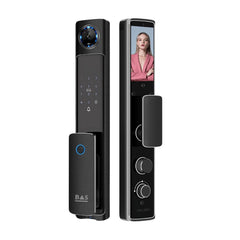 Smart Lock V9 - Keyless Entry - Face & Palm Recognition, Fingerprint, Pass code, key card, Mobile App (Wifi), Video Intercom System - BAS Kuwait