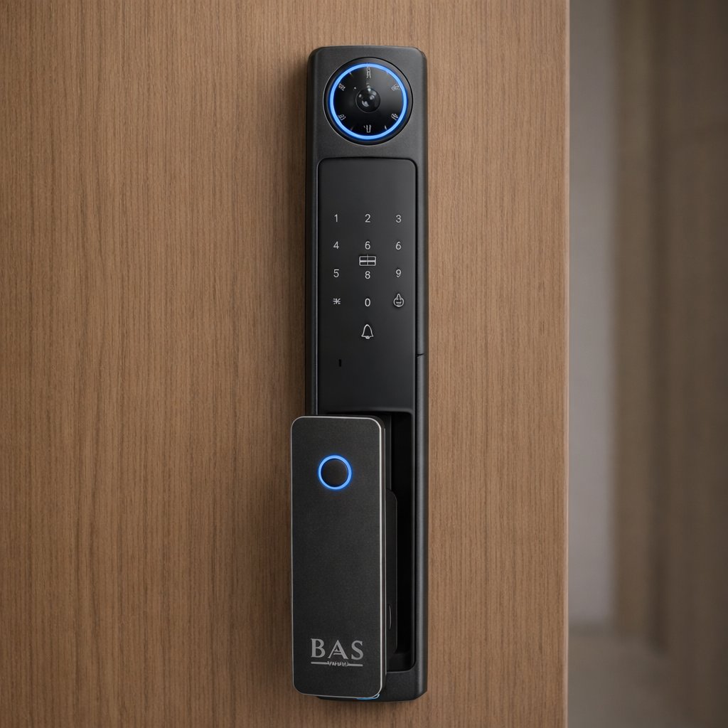 Smart Lock V9 - Keyless Entry - Face & Palm Recognition, Fingerprint, Pass code, key card, Mobile App (Wifi), Video Intercom System - BAS Kuwait Bab Al Saif 