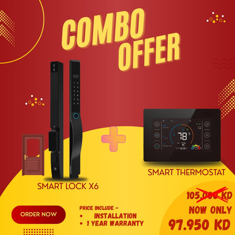 Smart Lock X6 & Smart Thermostat Combo Offer - BAS Kuwait Bab Al Saif Smart Lock + Thermostat With Installation 