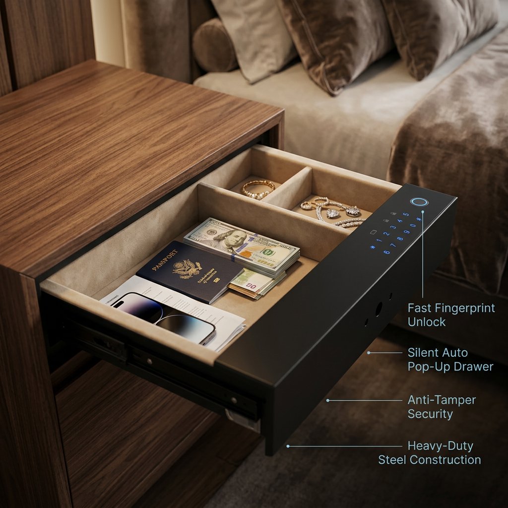 Smart Safe Drawer - Keyless - Fingerprint & Password - BAS Kuwait Bab Al Saif 