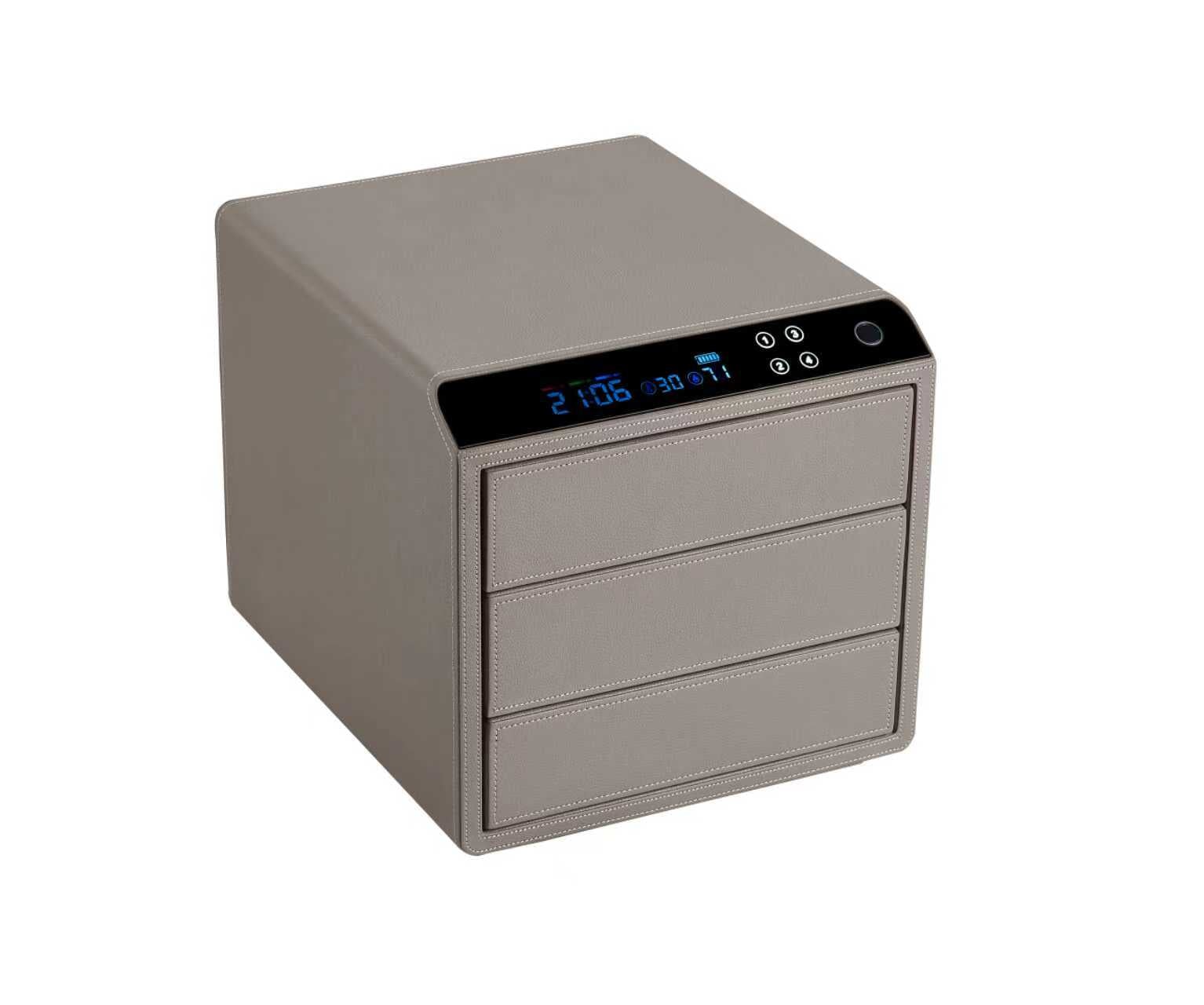 Smart Safe Locker Secure Electronic With Fingerprint And Passcode Drawer Safe - BAS Kuwait Bab Al Saif Gray 3 Drawer - H 33 x W 40 x D 35 cm 