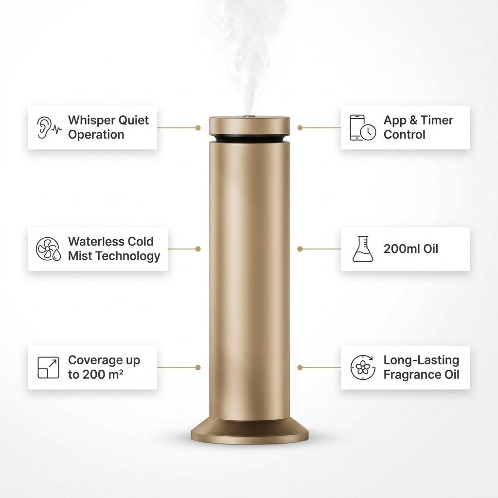 Smart Scent Aroma Diffuser 200ml Large Electric – Waterless Essential Oil - BAS Kuwait Bab Al Saif 