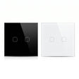 2 Gang WiFi smart touch switch in black and white glass panel - Bab Al Saif Kuwait