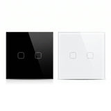 2 Gang WiFi smart touch switch in black and white glass panel - Bab Al Saif Kuwait