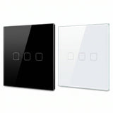 3 Gang WiFi smart touch switch in black and white glass panel - Bab Al Saif Kuwait