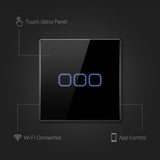 3 Gang smart switch features - touch glass panel, WiFi connected, app control