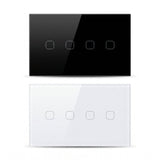 4 Gang WiFi smart touch switch in black and white glass panel - Bab Al Saif Kuwait