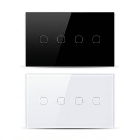 4 Gang WiFi smart touch switch in black and white glass panel - Bab Al Saif Kuwait