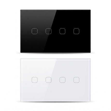 4 Gang WiFi smart touch switch in black and white glass panel - Bab Al Saif Kuwait