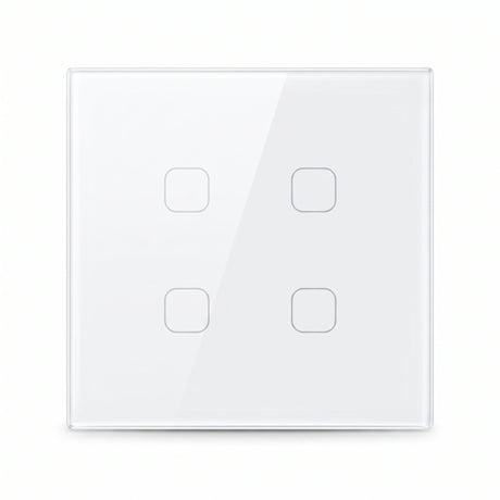 4 Gang compact 86 x 86mm white glass smart touch switch - Bab Al Saif Kuwait