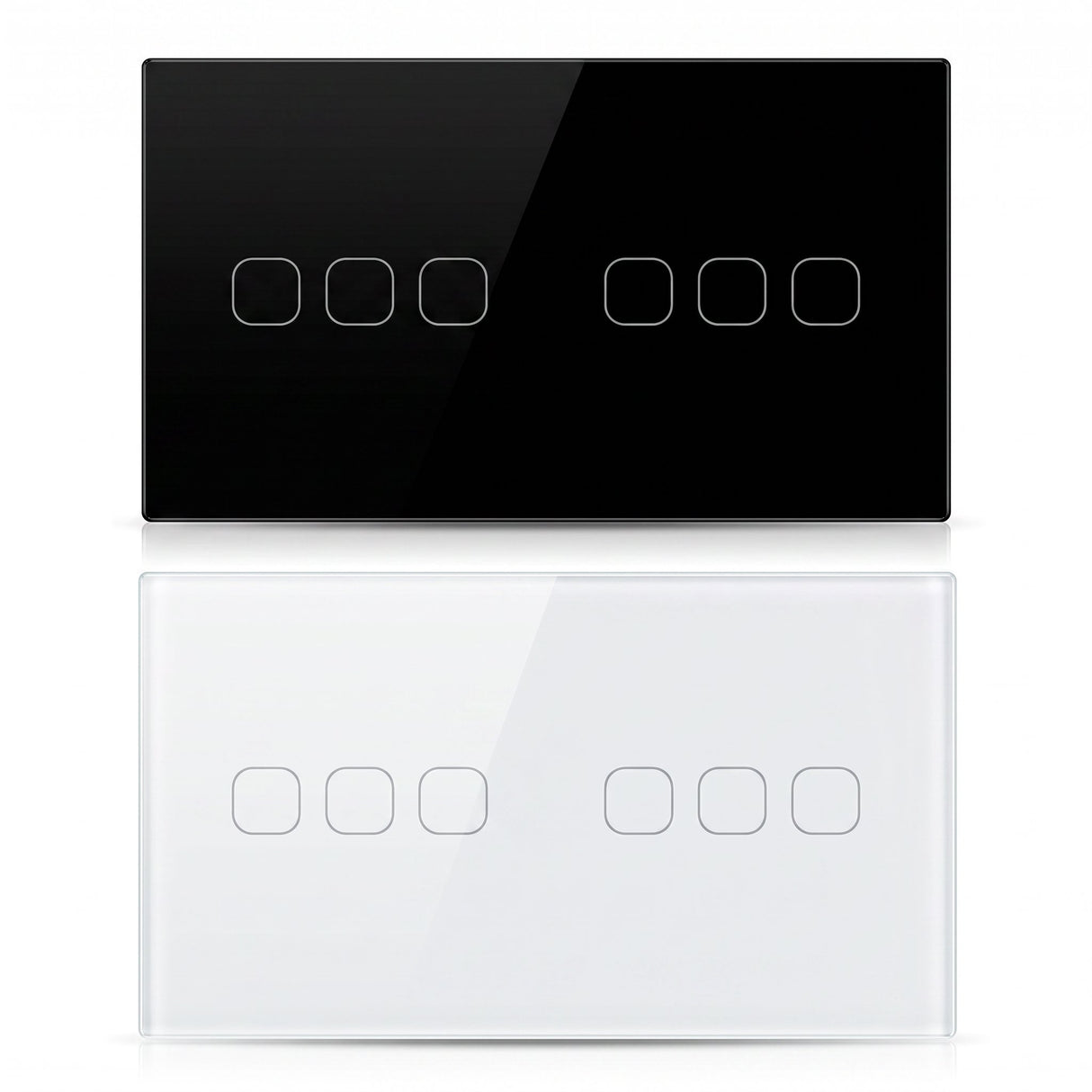 6 Gang WiFi smart touch switch in black and white glass panel - Bab Al Saif Kuwait