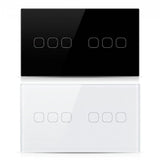 6 Gang WiFi smart touch switch in black and white glass panel - Bab Al Saif Kuwait