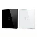 1 Gang WiFi smart touch switch in black and white glass panel - Bab Al Saif Kuwait